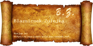 Blazsicsek Zulejka névjegykártya